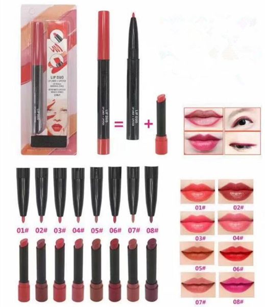 

New makeup lip duo lip liner lip tick lip pencil retro matte lip tick 8color dhl hipping