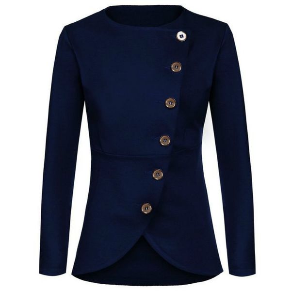 

wholesale-2017 autumn women's round neck long sleeve suit slim thin coat blazer feminino women blazers and jackets blazer women a732, White;black