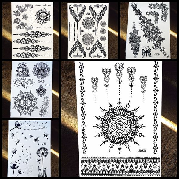 Acheter 25 Style Grand Mandala Fleur étanche Tatouage Temporaire Autocollants Femmes Faux Tatouage Noir Coller Girl Mehndi De 2275 Du Beautylove08