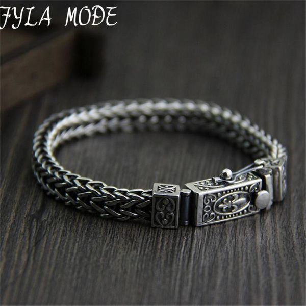 

925 silver bracelet 100% 925 solid silver fashion jewelry braided dragon body bone thai chains bracelet & bangle, Golden;silver