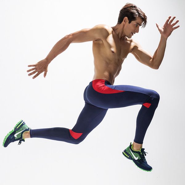 

мужские про колготки фитнес спортивные леггинсы работает обучение высокой эластичной быстросохнущей дышащей сжатия брюки размер: m~xl, Black