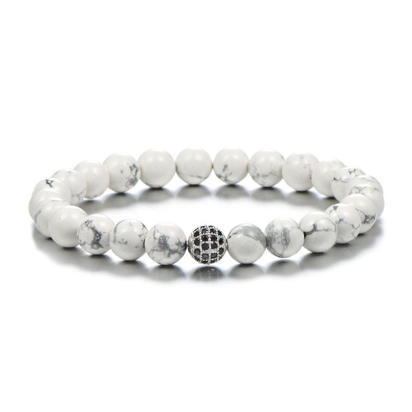 

designer jewelry natural white turquoise stone beads energy bracelet for women men prayer yoga strand bracelet dropshipping, Black