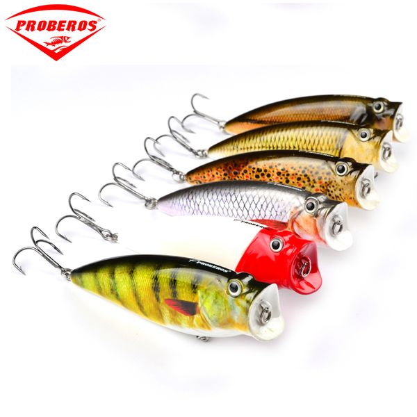 

outdoors 6pcs proberos brand fishing lure 3.74" 9.5cm fishing tackle 16.65g popper lure set 6 color fishing bait hard 4# hook