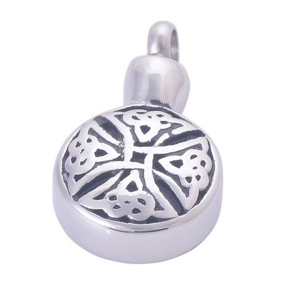 

wholesale custom memorial pet bone ash box round perfume bottle pendant engraved urn funeral cremation necklace fashion jewelry, Silver