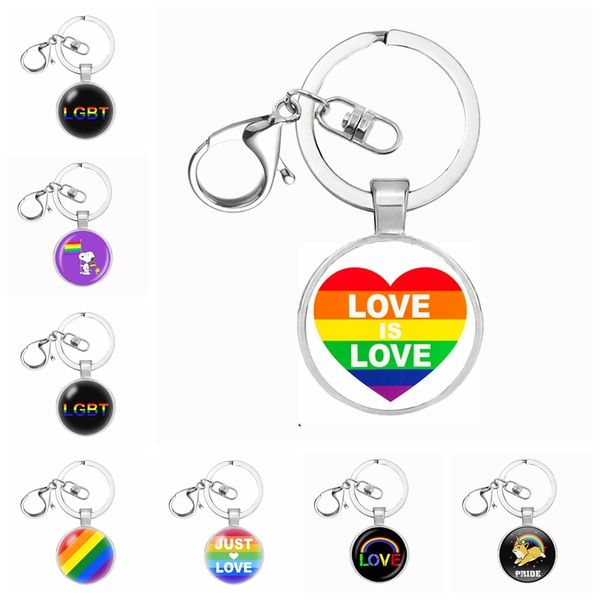 

lgbt pride lesbian gift pendant keychain rainbow gay pride key chain keyring key ring chaveiro gift souvenir llaveros jewelry, Silver