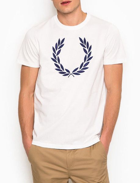 

Бренд текстурированной футболки с лавровым венком Белая классическая футболка б