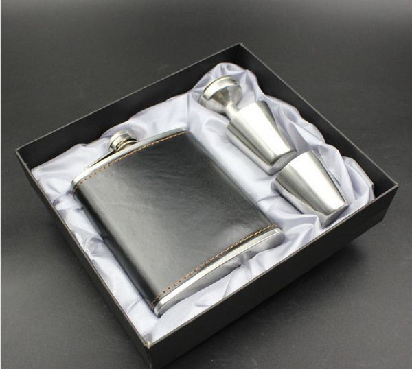 

by dhl 50set practical 7oz stainless steel leather hip flask personalized whiskey flask drink mug with a box