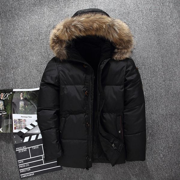 

2018 black duck down jacket men casual men's winter jackets down coat detachable hat parka abrigos para hombre