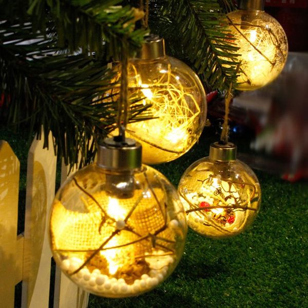 Acheter 8 Cm Romantique Décorations De Noël Boule Transparent Pvc Pour La Maison Lumineuse Lumière Suspendu Arbre De Noël Boule Ornements Fournitures