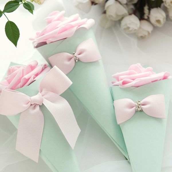 

cone shaped paper favor holders chocolate boxes for wedding birthday bridal shower party guests 50pcs lot wholesales