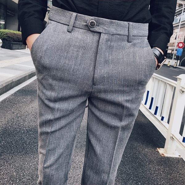 

2018 autumn suit pants men slim fit dress pants social formal business male wedding dress casual trousers pantalon homme, White;black