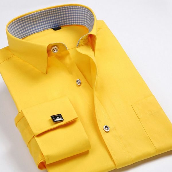 

brand new 2017 fashion french cufflinks shirts men dress shirt slim fit long sleeve cotton 4xl 10 color, White;black