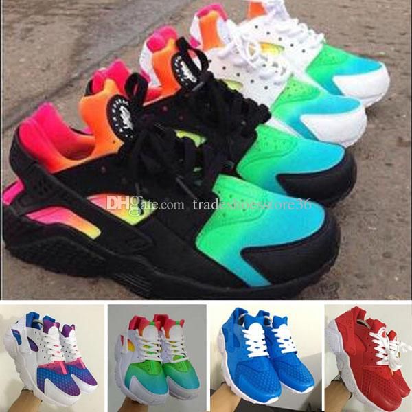 

2017 new color rainbow red white black breathable huarache ultra shoes men and women chaussure huarche femme hurache homme running shoes