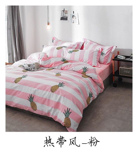 Pineapple Blossom Fruit Bedding Set White Green Duvet Cover Bed Single Double Queen King Size Sheets Bedlinen Whole Drop Purple