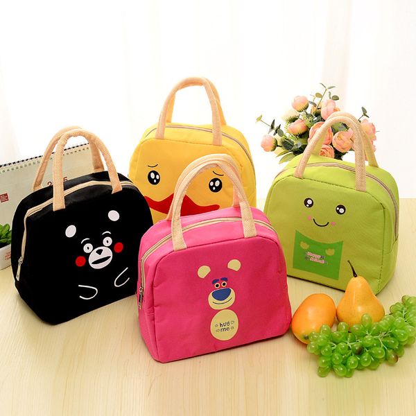 

student waterproof oxford multifunction cartoon lunch bag outing picnic bags portable cooler tote bag for kids, Blue;pink