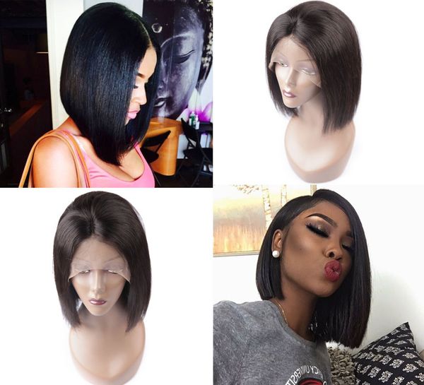 Short Bob Wigs Brazilian Virgin Hair Straight Lace Front Human Hair Wigs For Black Women Swiss Lace Frontal Wig Rare Hair Human Hair Wig Sale Full