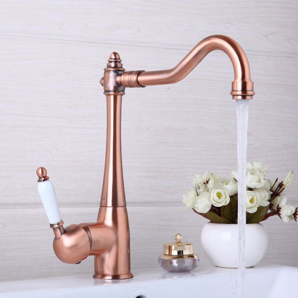 2019 Kitchen Faucets Swivel Antique Copper Deck Mounted Mixer