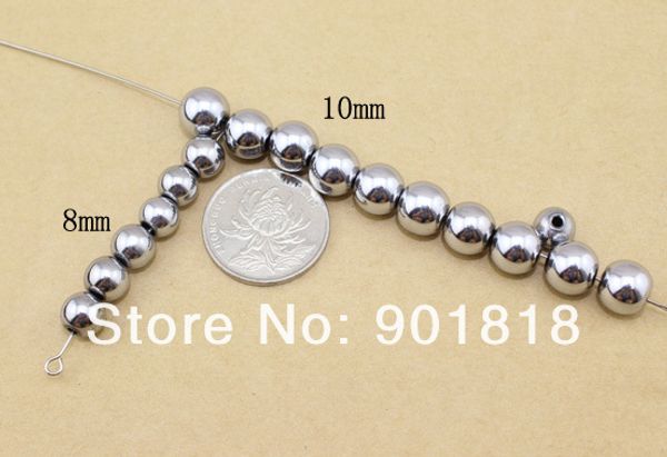 

40cm/strand 6/8/10mm silver color round hematite beads (not magnetic) fits diy hematite necklace jewelry making f1472, Black