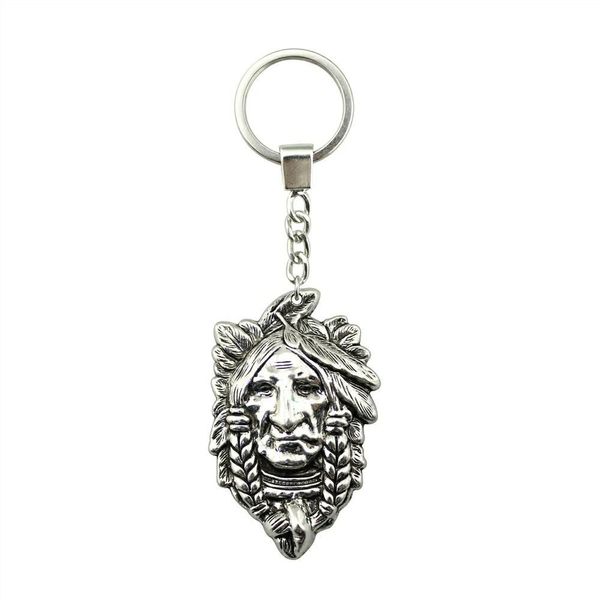 

6 pieces key chain women key rings couple keychain for keys indian chief 59x36mm, Slivery;golden