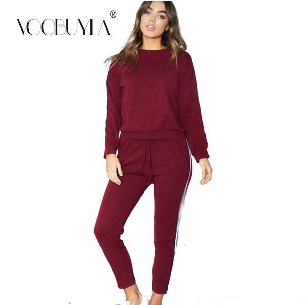 

voobuyla tracksuit set women pant +sweatsuits hoodies sport suits plus size s-3xl running sets autumn winter sportswear women, Black;blue