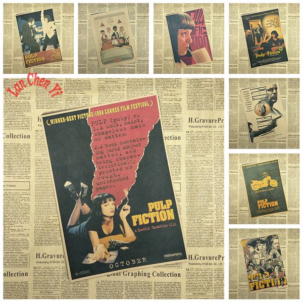 

nostalgic matte kraft paper poster pulp fiction cafe creative wallpaper interior decoration ing