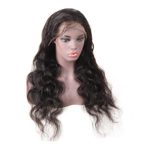 

full lace human hair wigs for women pre plucked body wave brazilian lace front wigs with baby hair natural hairline, Black;brown