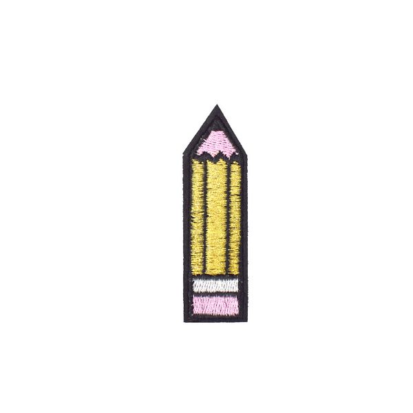 

diy golden pencil patches stripe embroidered badges clothing patch applique for accessories sew supplies for garment melt adhesive patch, Black