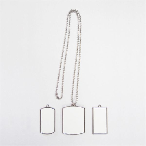 

sublimation dog tag necklaces pendants shield rectangle necklace pendant thermal transfer printing diy custom consumables wholesale 3styles, Silver