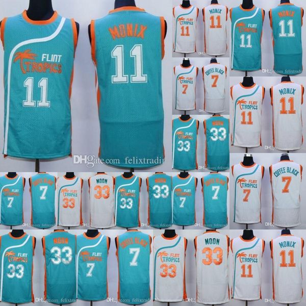 

Hot Movie Monix #11 Flint Tropics Jersey #7 Coffee Black #33 Moon Semi Pro Movie Jerseys Monix Men Stitched Jerseys Free Shipping