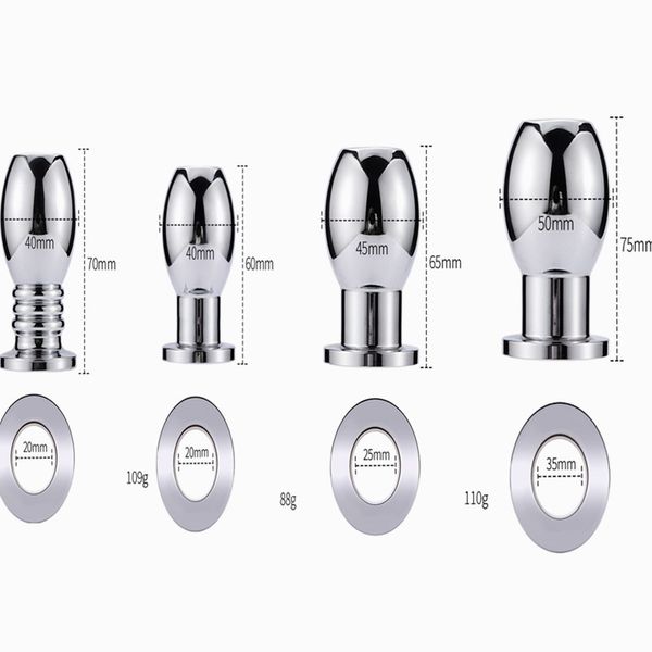 Grandi perline anali in metallo Butt Plug Prostata Massaggiatore doccia Clistere siringa punta della testa pulitore Hollow Anus Sex Toy gay Donna Uomo Y1892803