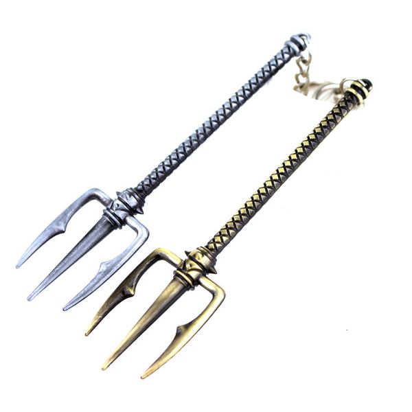 

2 colors game lol jewelry trident keychain silver and bronze key ring for fans gift