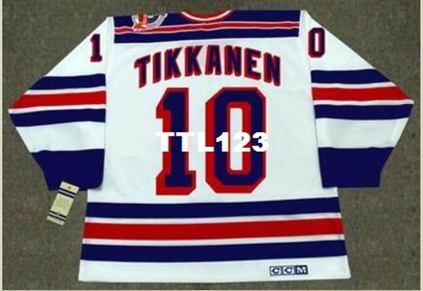 

mens #10 esa tikkanen new york rangers 1994 ccm vintage home hockey jersey or custom any name or number retro jersey, Black;red
