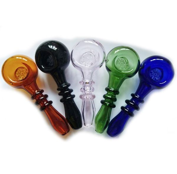 

4.3" Solide Color Glass Hand Pipe With Snowflake Bowl Hookah Spoon Pipe Glass Pipes Smoking Tobacco Oil Rig Glass Bubbler Spoon Pipe