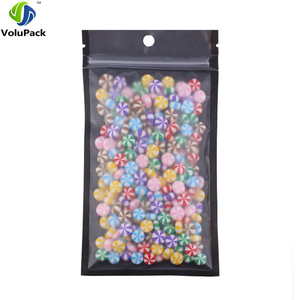 

10x18cm 4x7in 100pc tear notch matte clear black black elf eal mylar pla tic torage bag flat zip lock packing bag