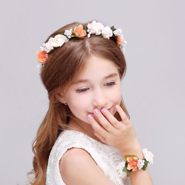 

princess garland and bracelet flower wedding bride bridesmaid garland dance headdress beautiful headband 3 combinations of colors