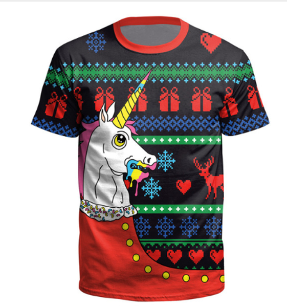 

новые моды рождество смешные lucky elk t-shirt 3d печатных женщин / мужчины с коротким рукавом мужская футболка повседневные топы k341, White;black