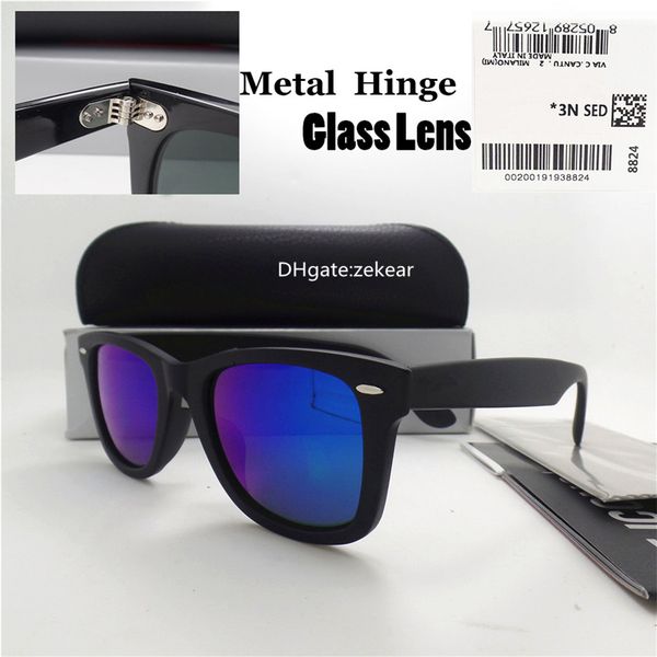 

good glass lens men women sunglasses uv400 brand eyewear metal hinge 52mm side sport vintage mercury shade eyeglass with box case beach, White;black