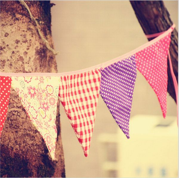 

wholesale-colorful flags bunting wedding party birthday handmade decoration p prop cream fabric garland vintage room decor