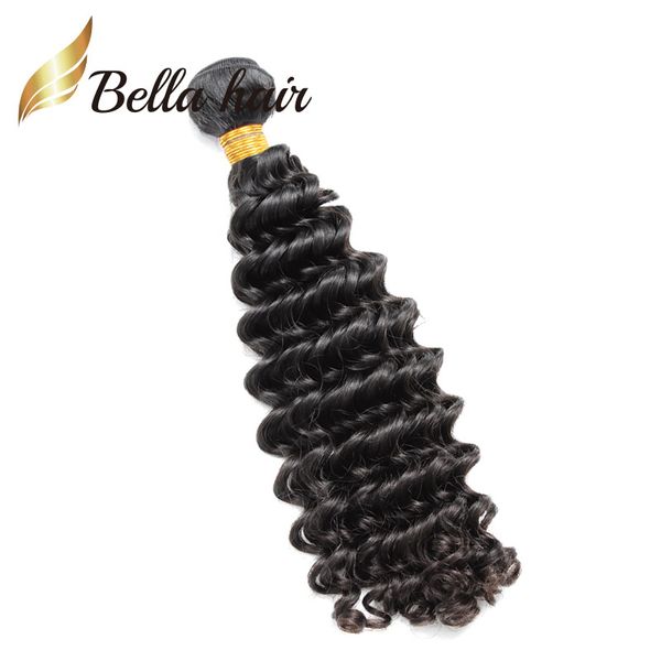 Queen Collection Deep Wave Wavy Hair Human Weaves Extensions 1 Bündel Deals 10-24inch unverarbeiteter brasilianischer dicker Ende Schuss natürliche Farbe Julienchina