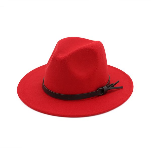 Cappello da jazz britannico a tesa larga piatto in feltro di lana Australia Unisex Uomo Donna Panama Trilby Cappelli Fedora con cinturino in pelle