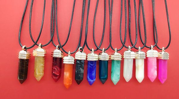 

fenger pieces hexagonal chakra stone gemstone bullet pendant storage crystal necklaces pointed chain necklaces quartz with bag tphwb