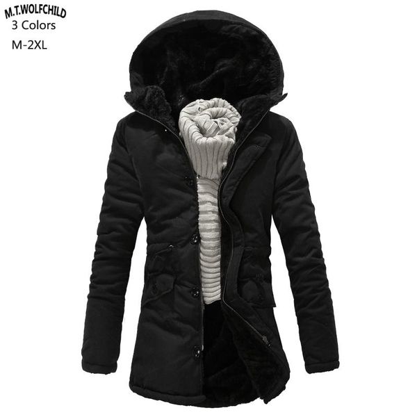 

good quality 2018 winter mens hooded fleece thick trench coats casual mens warm outerwear fashion clothing cotton coats, Tan;black
