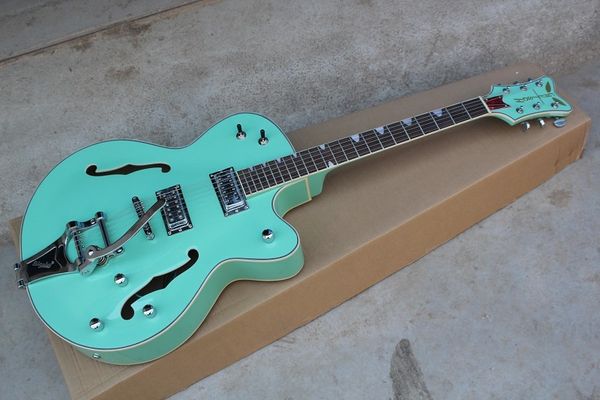 

selling falcon 6120 jazz semi hollow with tremolo green electric guitar in stock ing
