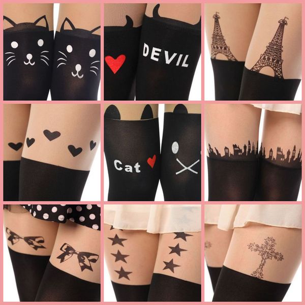 

japanese anime lolita girls stitching cartoon thigh printing ilk stockings over knee kawaii cute cosplay costume socks, Silver