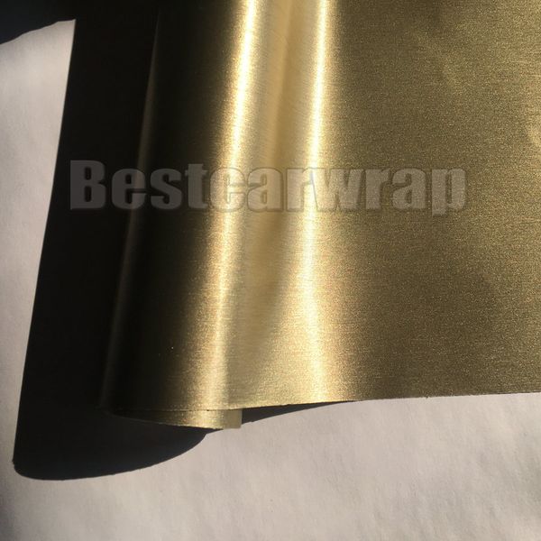 Champagner Gold gebürstetes Vinyl für Autoverpackungsfolie mit Luftblasenfreier Pinselwagen -Wickelfolie -Folie Grafik: 1,52*20 m/Roll 5x66ft