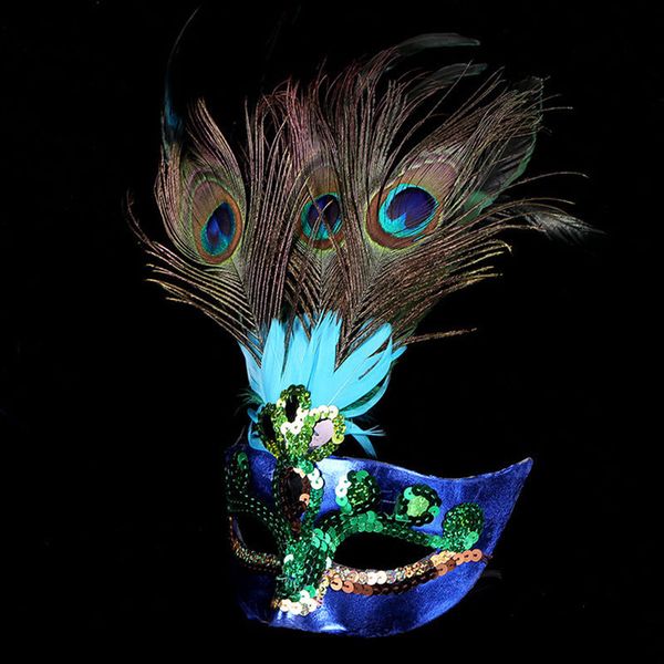 Masquerade Half Face Mask Party Mask Peacock Feathers Halloween