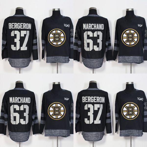 

Boston Bruins 100 Anniversary 37Bergeron 63 Brad Marchand Men 2017 Centennial Classic Stitched Jersey