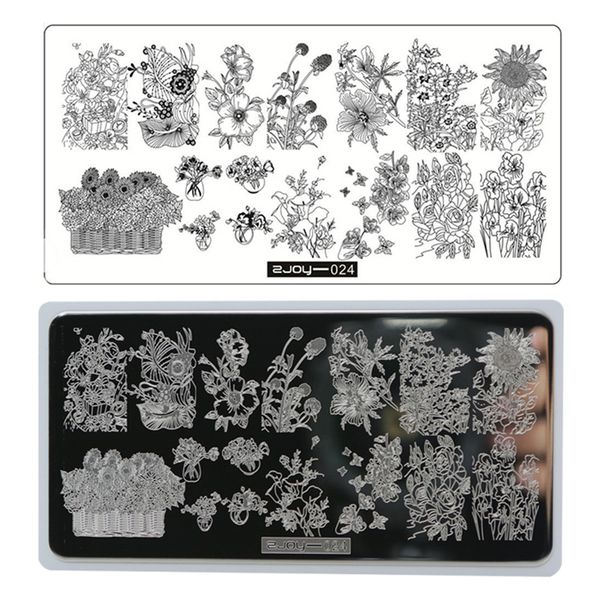 

zjoy 1sheet with card nail art stamping plates sunflower butterfly smile manicure polish stencil stamp 6.5*12.5cm plate new gift, White