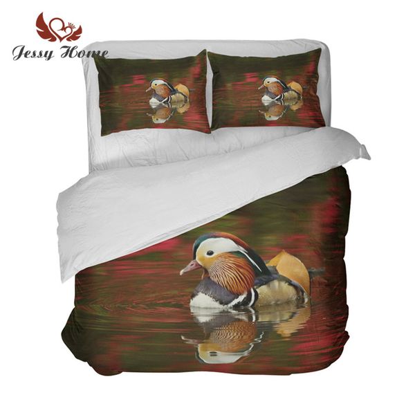 

chinese style 3d bedding set mandarin duck print duvet cover colorful couples bed cover love's symbol pillowcase home decor d30