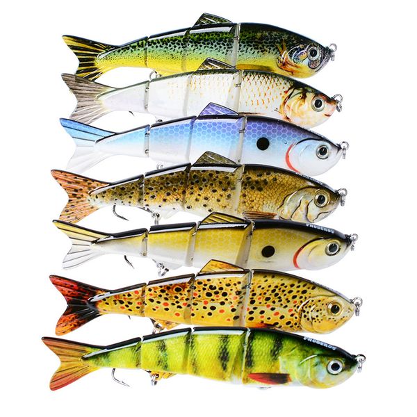 

realistic fish 4 jointed musky fishing lure 17g 12cm wobbler swimming vivid body artificial bait bass crankbaits